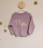 Hand Embroidered Name Jumper- Lilac