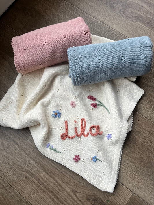 Hand Embroidered Baby Blanket