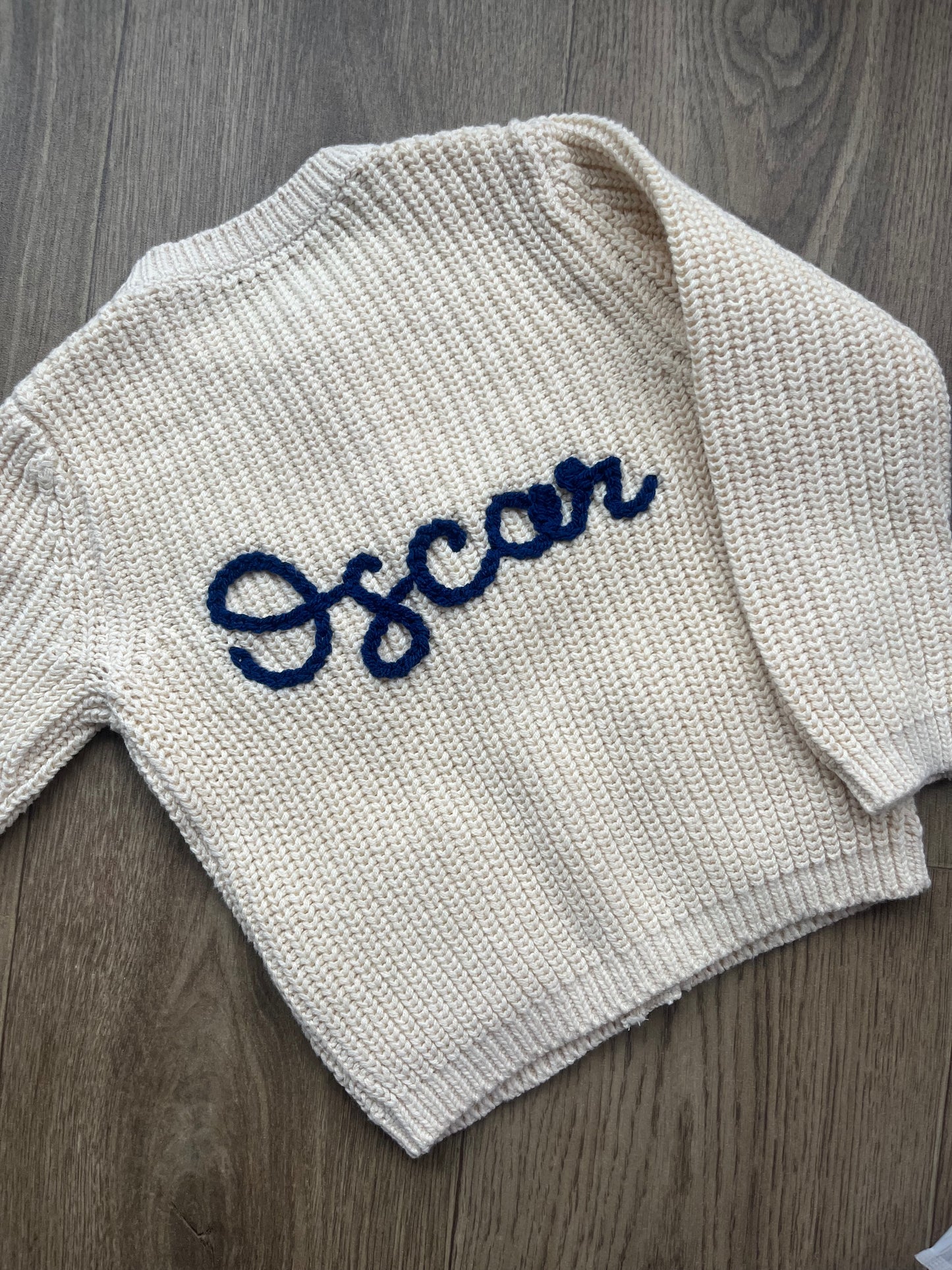 Hand Embroidered Name Cardigan