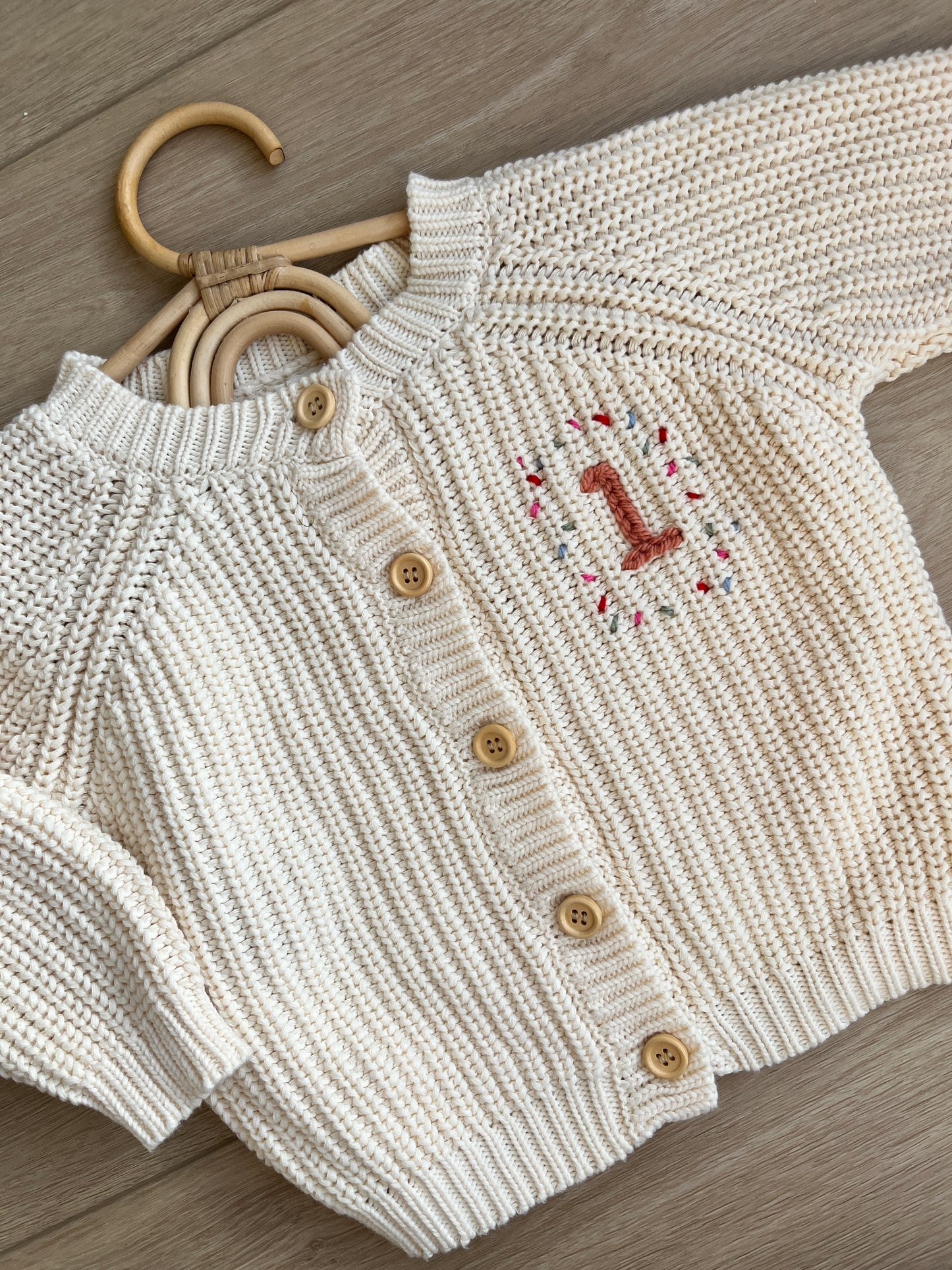Hand Embroidered Baby Name Cardigan - Cream