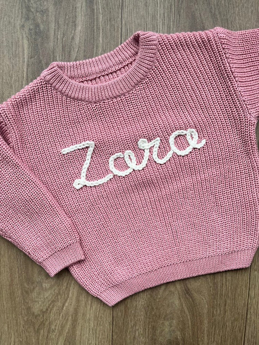 Hand Embroidered Name Jumper- Rose
